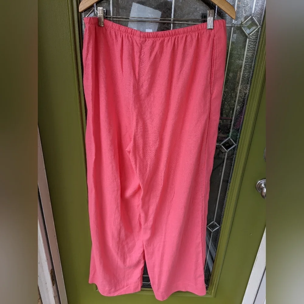 A New Day Linen Short Sleeve Button-Down Boxy Camp Shirt Women's Large Pink - Picture 9 of 11